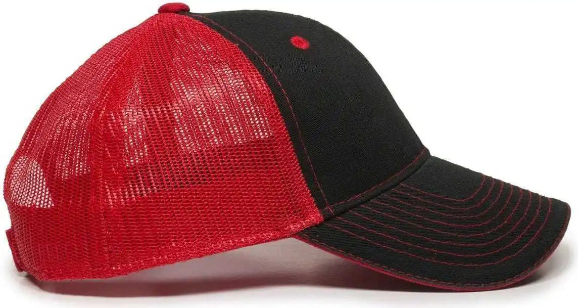 Oc Sports Gwt-101m Adjustable Mesh Back Cap - Black Red - 6 7/8’’ - 7 1/2’’