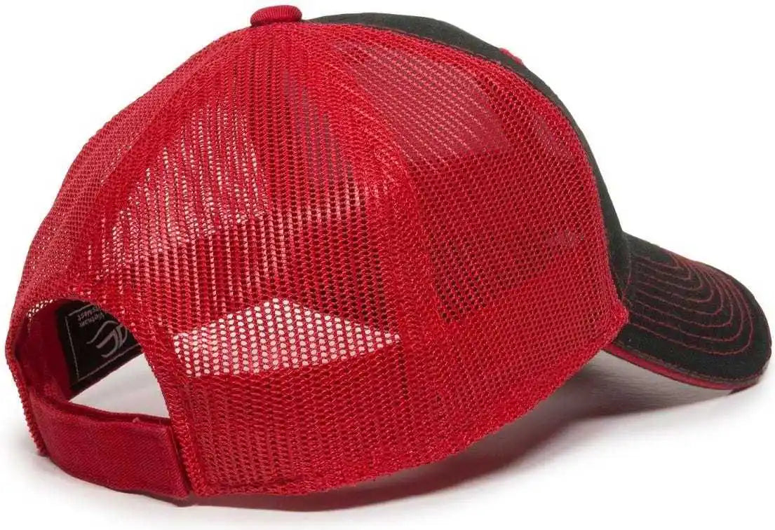 Oc Sports Gwt-101m Adjustable Mesh Back Cap - Black Red - 6 7/8’’ - 7 1/2’’