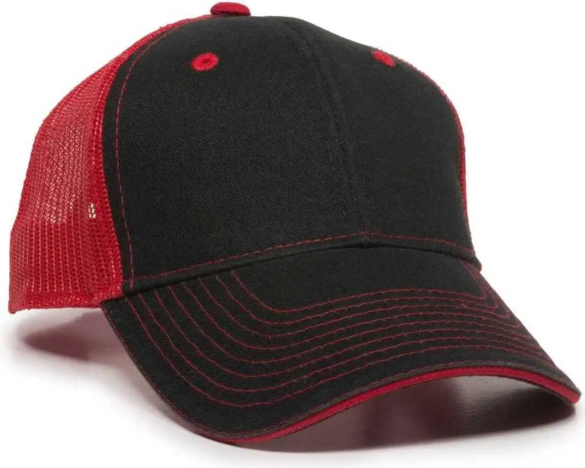 Oc Sports Gwt-101m Adjustable Mesh Back Cap - Black Red - 6 7/8’’ - 7 1/2’’