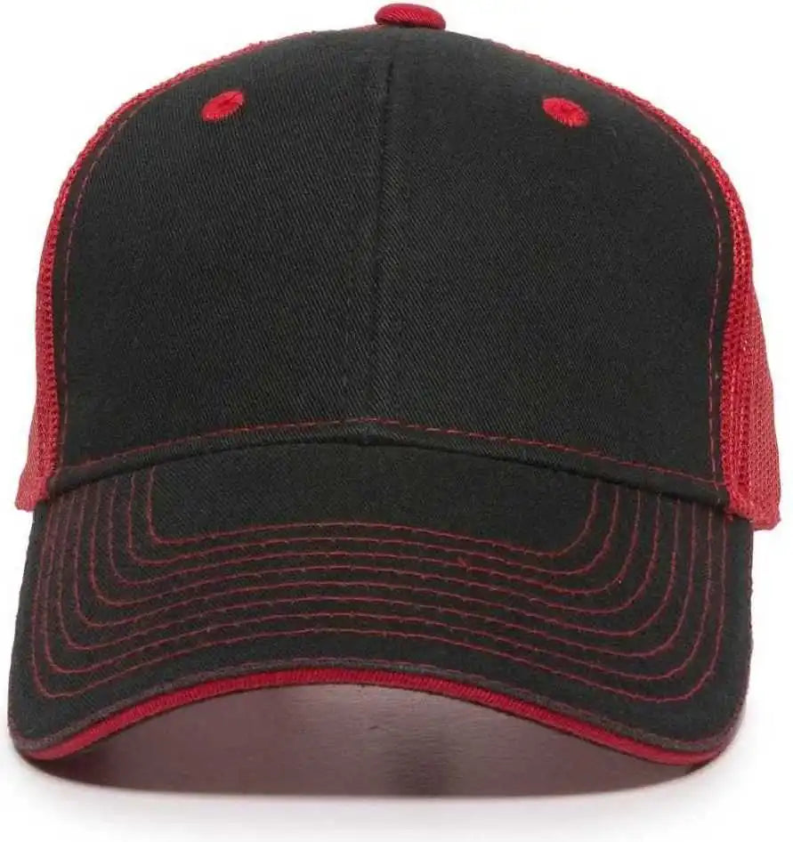 Oc Sports Gwt-101m Adjustable Mesh Back Cap - Black Red - 6 7/8’’ - 7 1/2’’