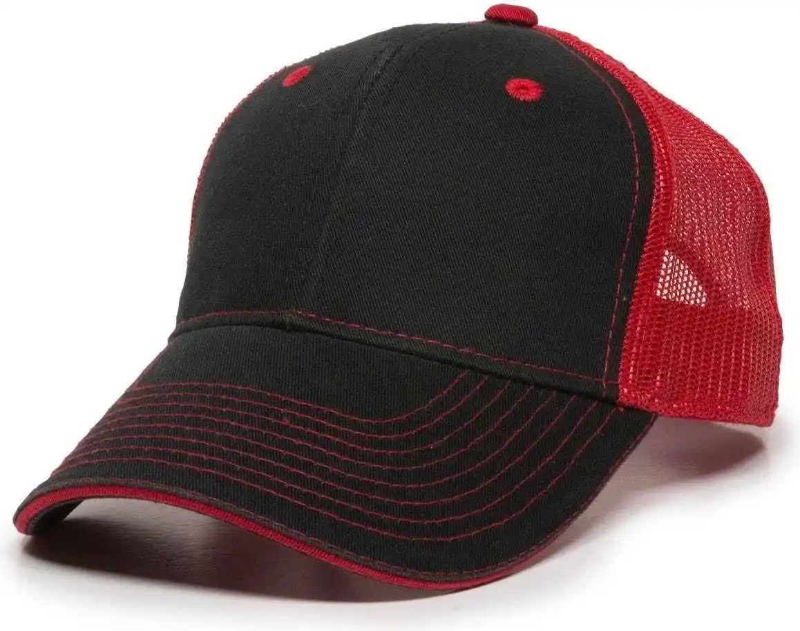 Oc Sports Gwt-101m Adjustable Mesh Back Cap - Black Red - 6 7/8’’ - 7 1/2’’