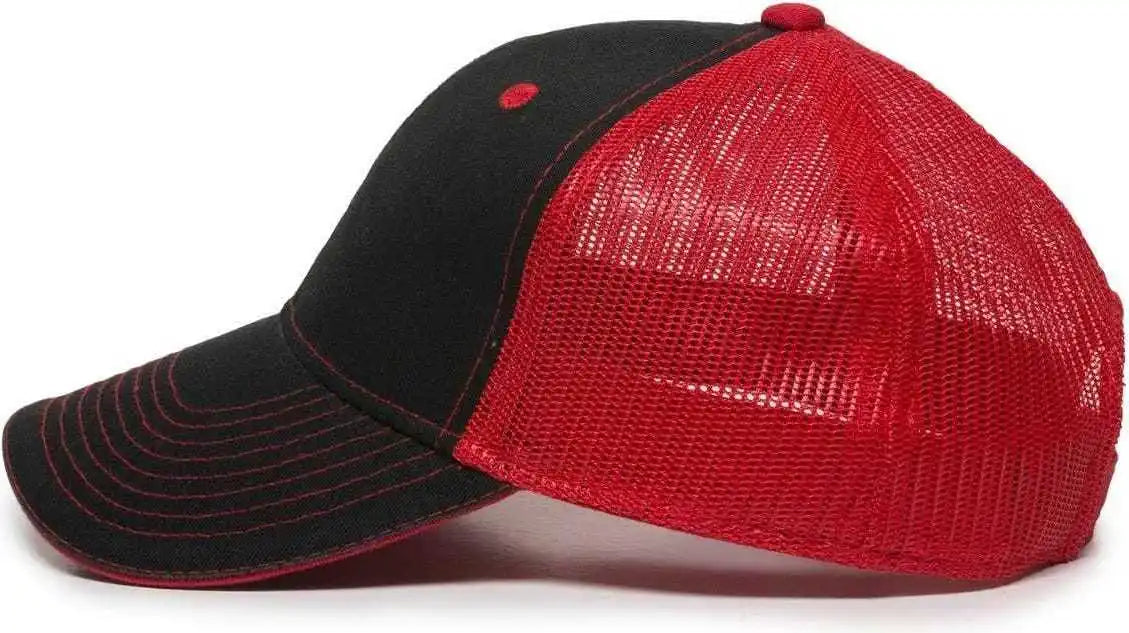 Oc Sports Gwt-101m Adjustable Mesh Back Cap - Black Red - 6 7/8’’ - 7 1/2’’