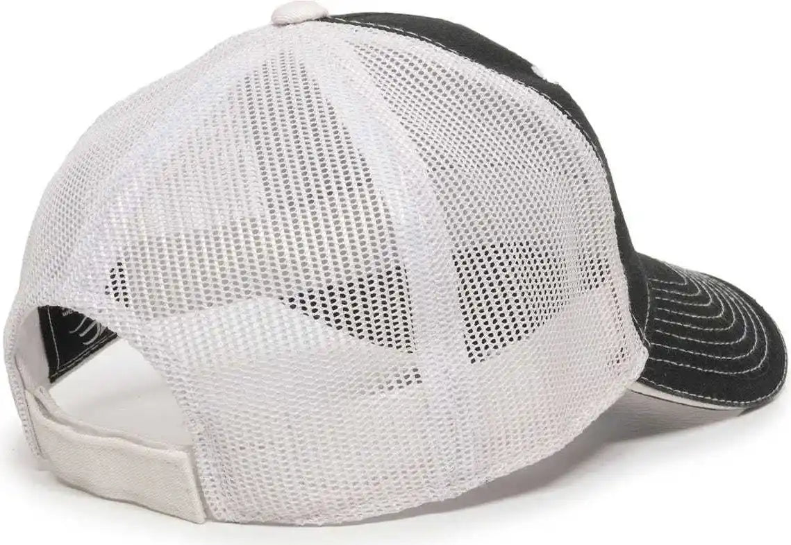 Oc Sports Gwt-101m Adjustable Mesh Back Cap - Black White - 6 7/8’’ - 7 1/2’’