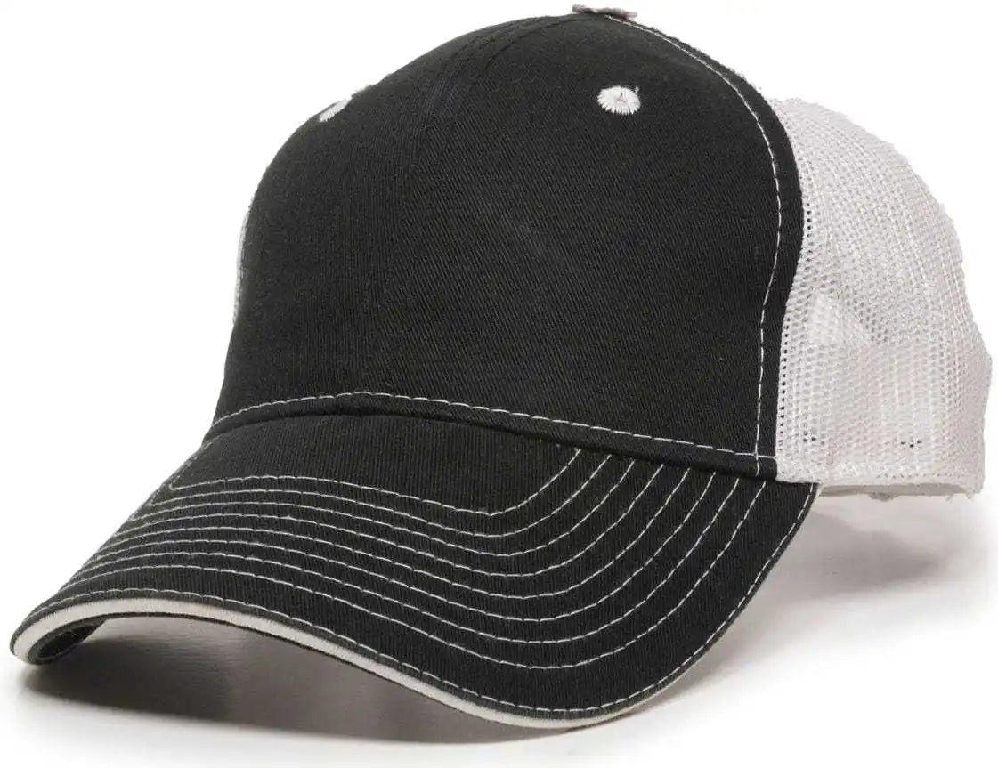 Oc Sports Gwt-101m Adjustable Mesh Back Cap - Black White - 6 7/8’’ - 7 1/2’’