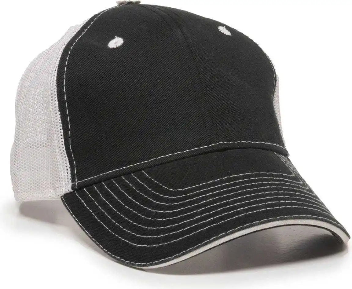 Oc Sports Gwt-101m Adjustable Mesh Back Cap - Black White - 6 7/8’’ - 7 1/2’’