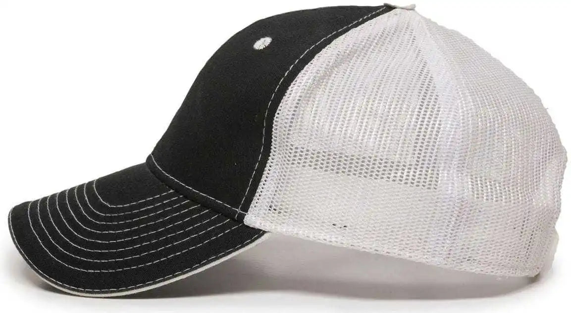 Oc Sports Gwt-101m Adjustable Mesh Back Cap - Black White - 6 7/8’’ - 7 1/2’’