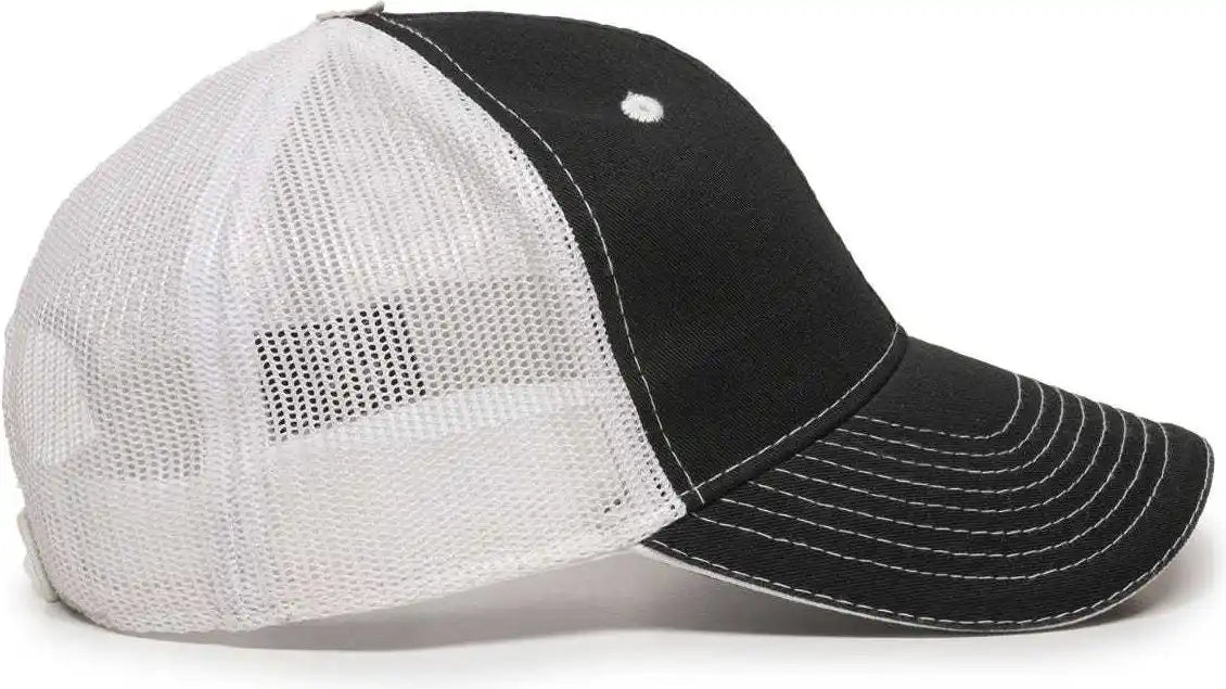 Oc Sports Gwt-101m Adjustable Mesh Back Cap - Black White - 6 7/8’’ - 7 1/2’’