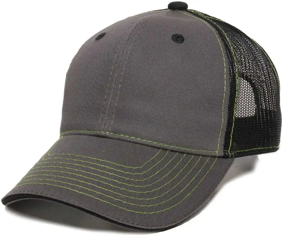 Oc Sports Gwt-101m Adjustable Mesh Back Cap - Charcoal Black - Dark Gray / 6 7/8’’ - 7 1/2’’