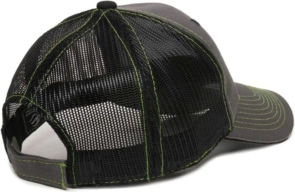 Oc Sports Gwt-101m Adjustable Mesh Back Cap - Charcoal Black - Dark Gray / 6 7/8’’ - 7 1/2’’