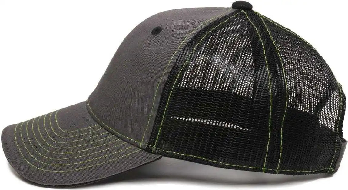 Oc Sports Gwt-101m Adjustable Mesh Back Cap - Charcoal Black - Dark Gray / 6 7/8’’ - 7 1/2’’