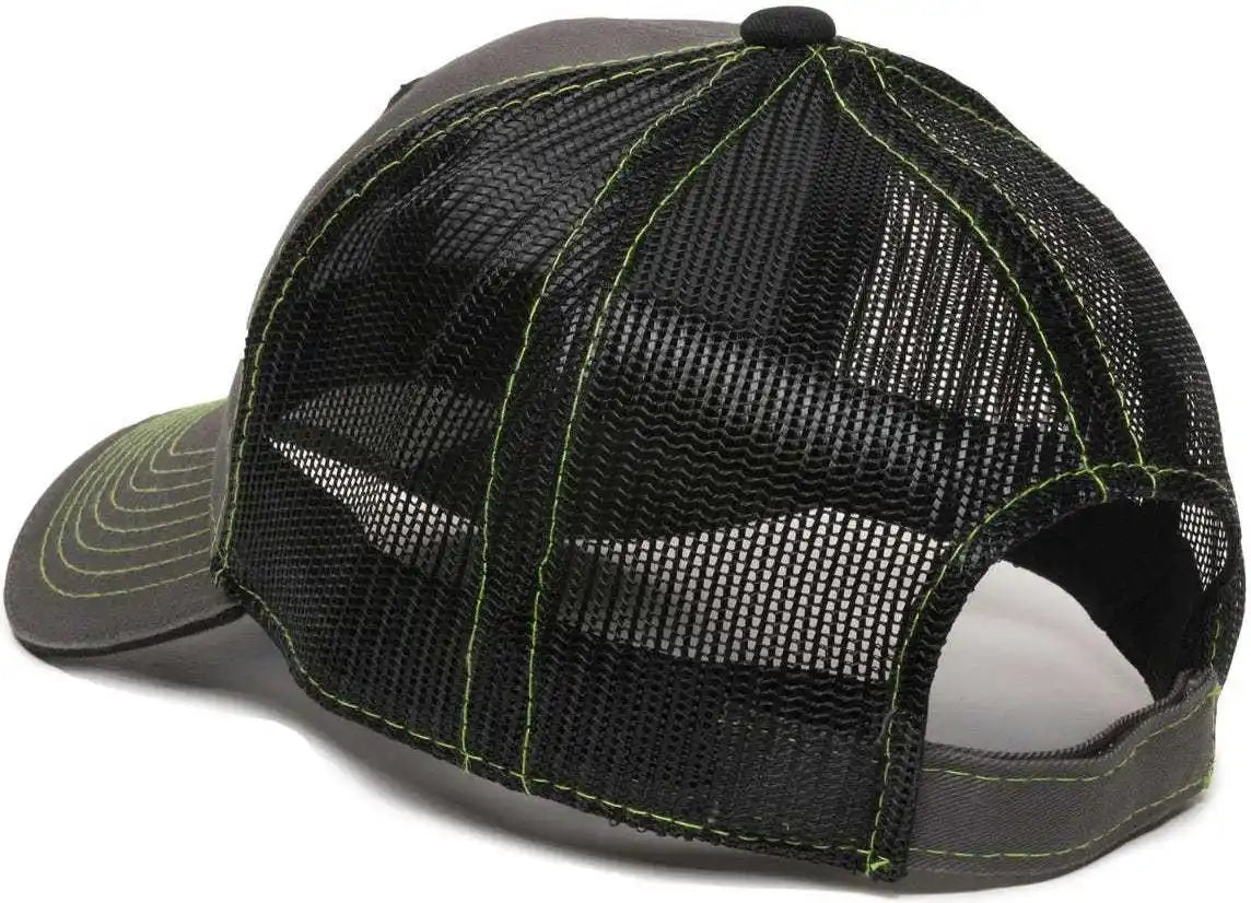 Oc Sports Gwt-101m Adjustable Mesh Back Cap - Charcoal Black - Dark Gray / 6 7/8’’ - 7 1/2’’