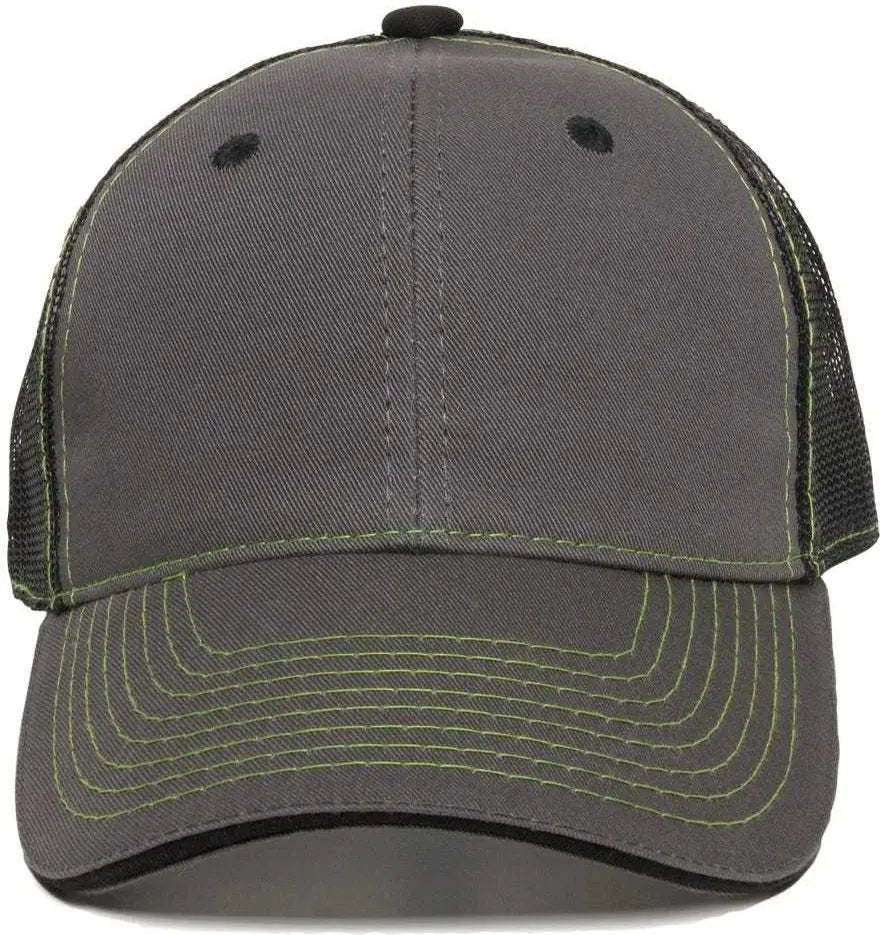 Oc Sports Gwt-101m Adjustable Mesh Back Cap - Charcoal Black - Dark Gray / 6 7/8’’ - 7 1/2’’