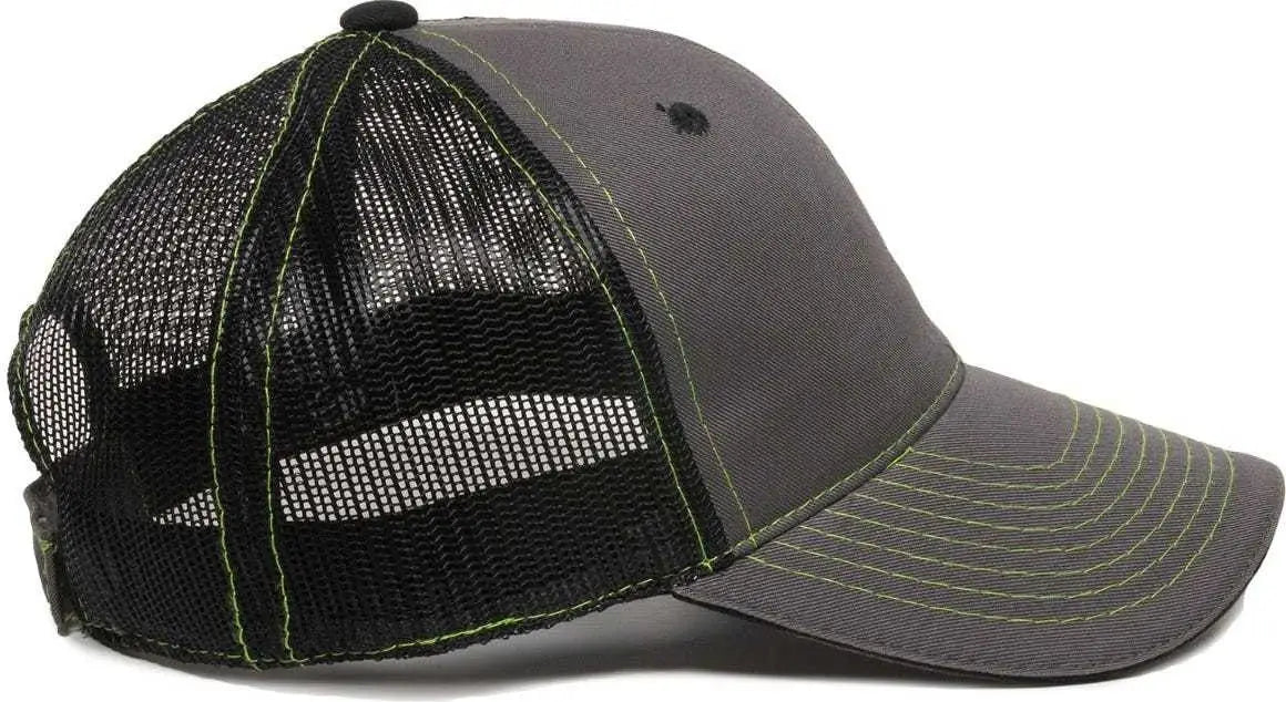 Oc Sports Gwt-101m Adjustable Mesh Back Cap - Charcoal Black - Dark Gray / 6 7/8’’ - 7 1/2’’