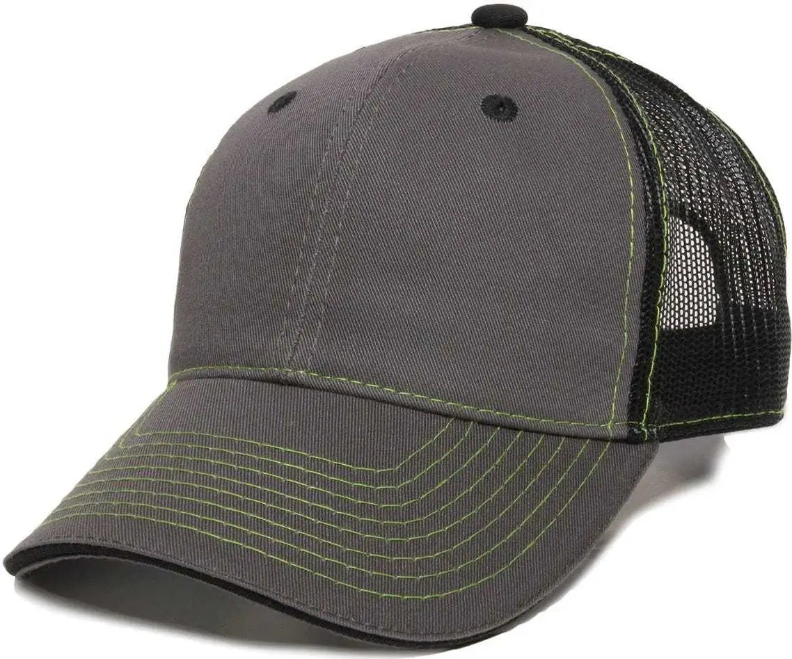 Oc Sports Gwt-101m Adjustable Mesh Back Cap - Charcoal Black - Dark Gray / 6 7/8’’ - 7 1/2’’