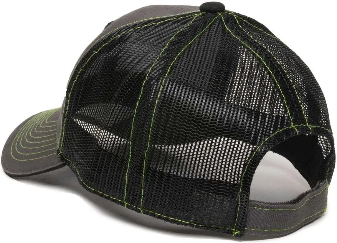 Oc Sports Gwt-101m Adjustable Mesh Back Cap - Charcoal Black - Dark Gray / 6 7/8’’ - 7 1/2’’