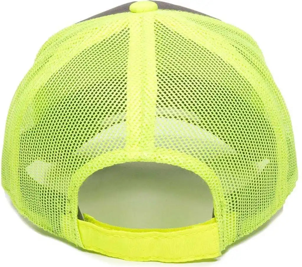 Oc Sports Gwt-101m Adjustable Mesh Back Cap - Charcoal Neon Yellow - Dark Gray / 6 7/8’’ - 7 1/2’’