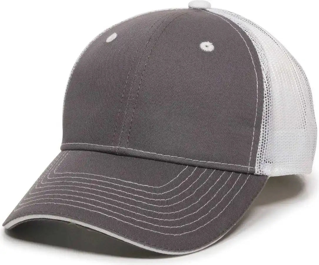 Oc Sports Gwt-101m Adjustable Mesh Back Cap - Charcoal White - Dark Gray / 6 7/8’’ - 7 1/2’’