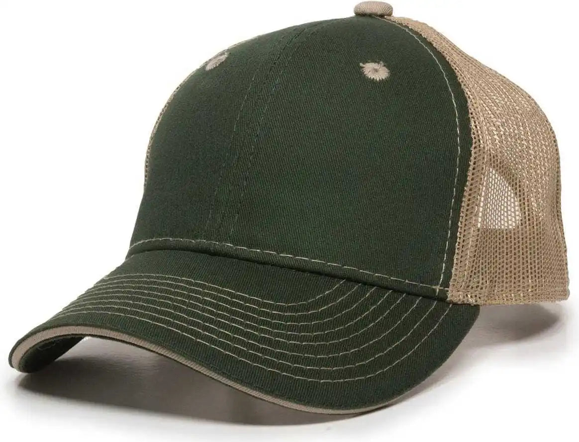 Oc Sports Gwt-101m Adjustable Mesh Back Cap - Dark Green Khaki - Forest / 6 7/8’’ - 7 1/2’’