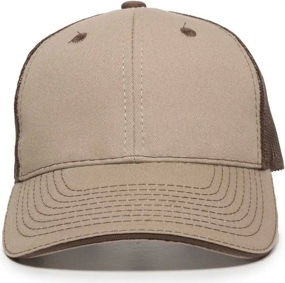 Oc Sports Gwt-101m Adjustable Mesh Back Cap - Khaki Dark Brown - 6 7/8’’ - 7 1/2’’