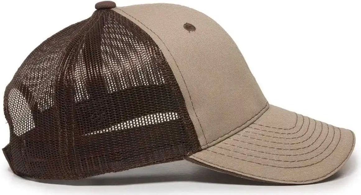 Oc Sports Gwt-101m Adjustable Mesh Back Cap - Khaki Dark Brown - 6 7/8’’ - 7 1/2’’