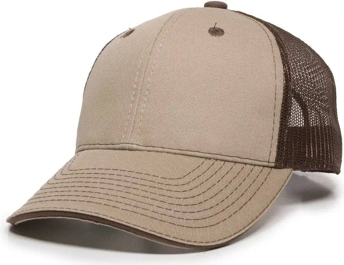 Oc Sports Gwt-101m Adjustable Mesh Back Cap - Khaki Dark Brown - 6 7/8’’ - 7 1/2’’