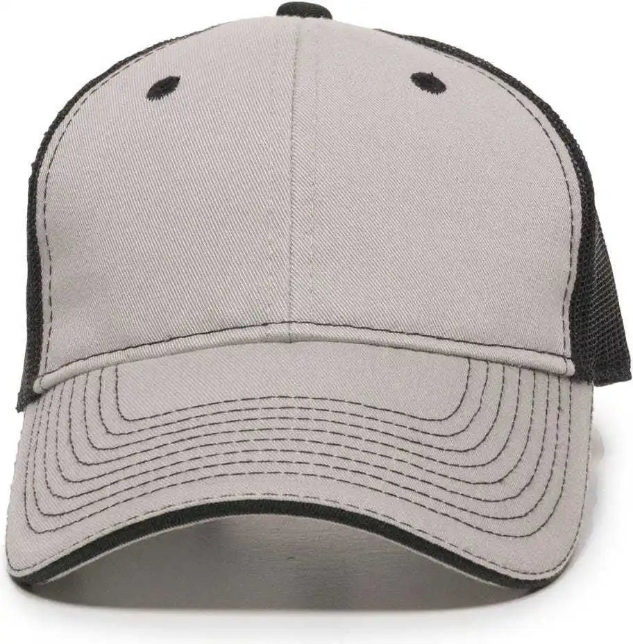 Oc Sports Gwt-101m Adjustable Mesh Back Cap - Light Grey Black - Gray / 6 7/8’’ - 7 1/2’’