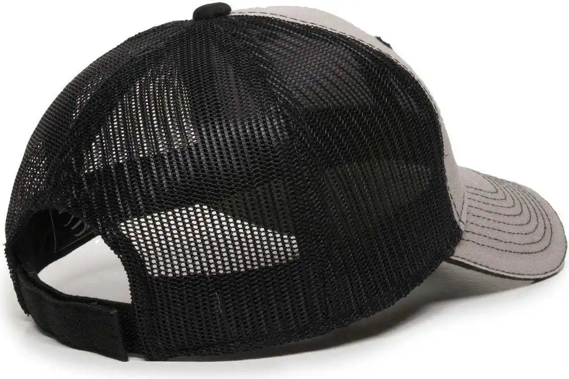 Oc Sports Gwt-101m Adjustable Mesh Back Cap - Light Grey Black - Gray / 6 7/8’’ - 7 1/2’’
