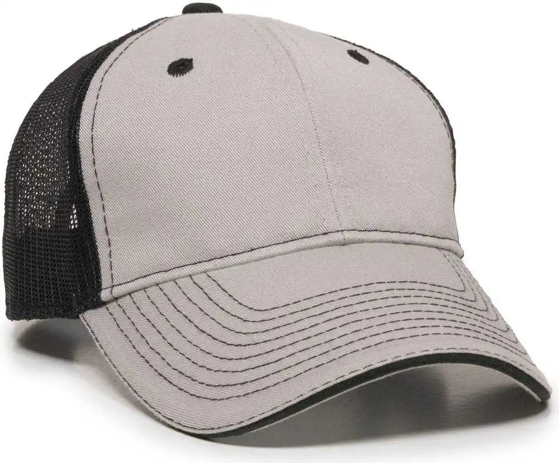 Oc Sports Gwt-101m Adjustable Mesh Back Cap - Light Grey Black - Gray / 6 7/8’’ - 7 1/2’’