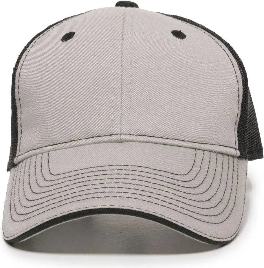 Oc Sports Gwt-101m Adjustable Mesh Back Cap - Light Grey Black - Gray / 6 7/8’’ - 7 1/2’’