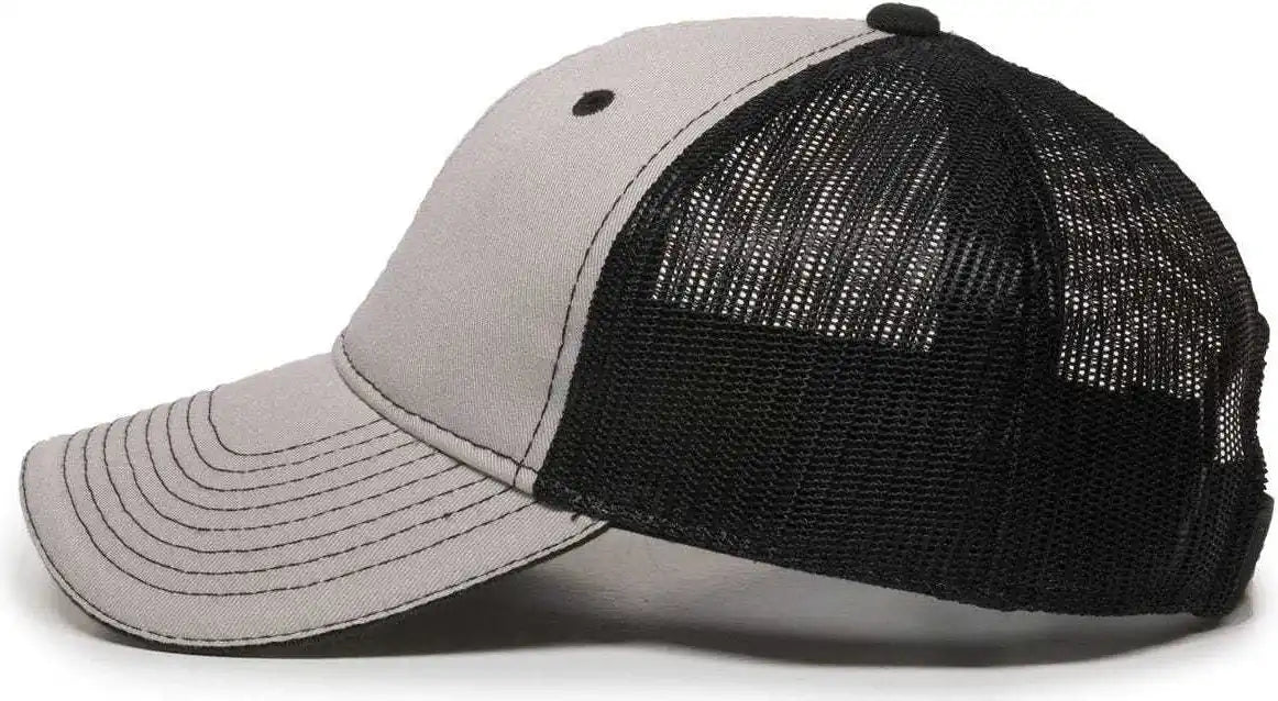 Oc Sports Gwt-101m Adjustable Mesh Back Cap - Light Grey Black - Gray / 6 7/8’’ - 7 1/2’’