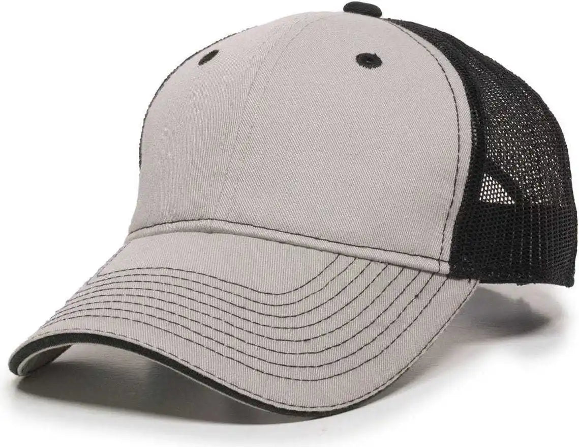 Oc Sports Gwt-101m Adjustable Mesh Back Cap - Light Grey Black - Gray / 6 7/8’’ - 7 1/2’’