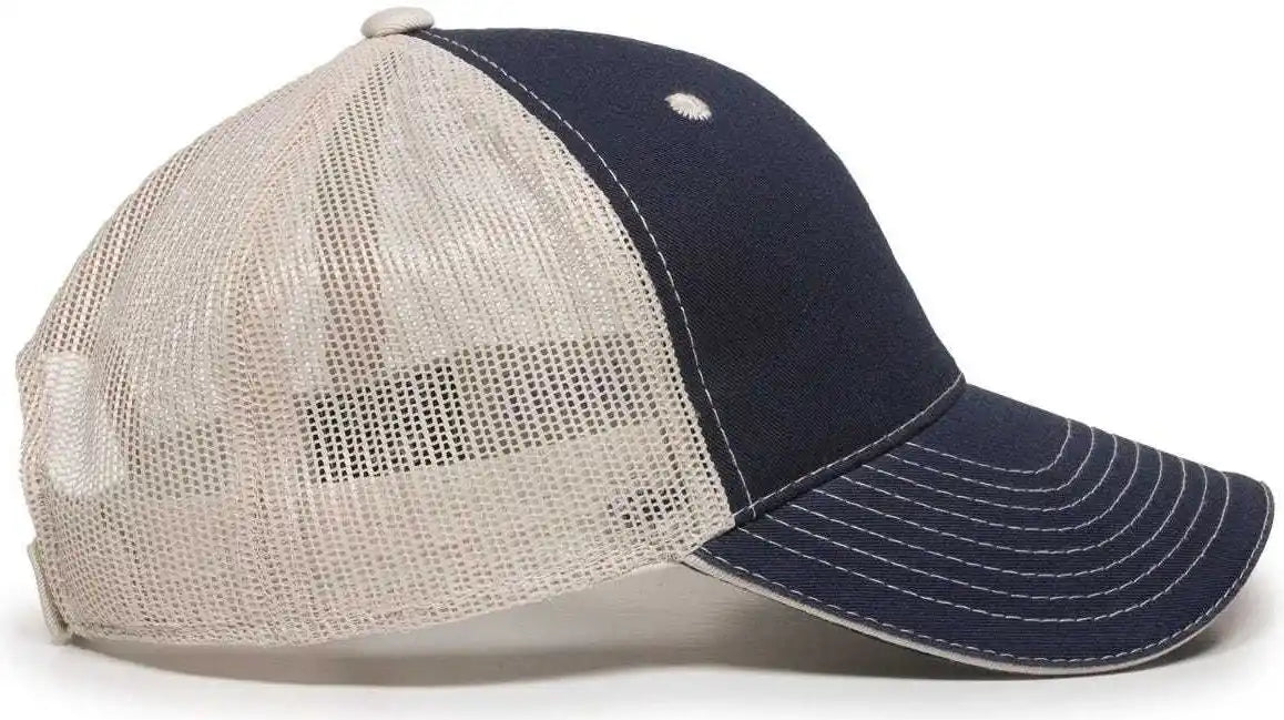 Oc Sports Gwt-101m Adjustable Mesh Back Cap - True Navy Putty - Sand / 6 7/8’’ - 7 1/2’’