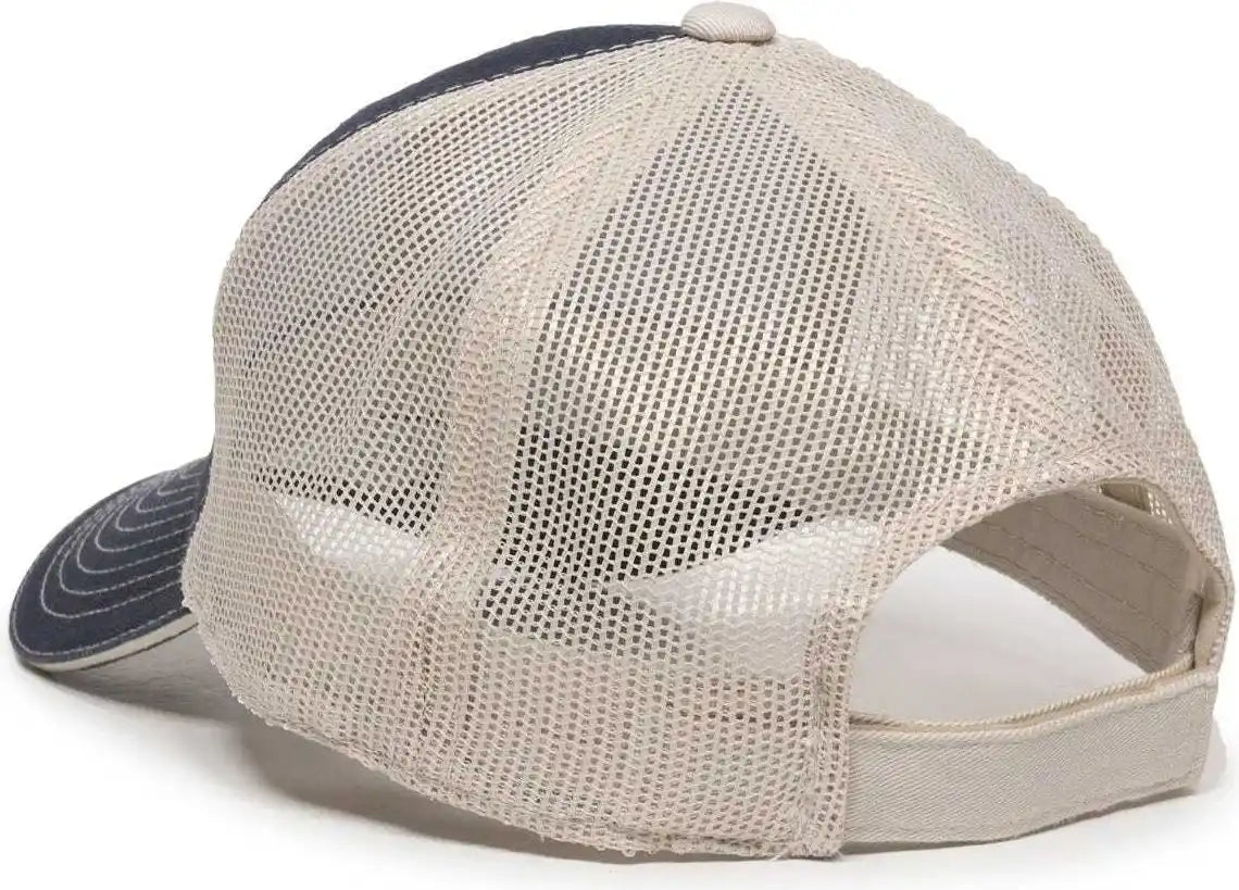 Oc Sports Gwt-101m Adjustable Mesh Back Cap - True Navy Putty - Sand / 6 7/8’’ - 7 1/2’’