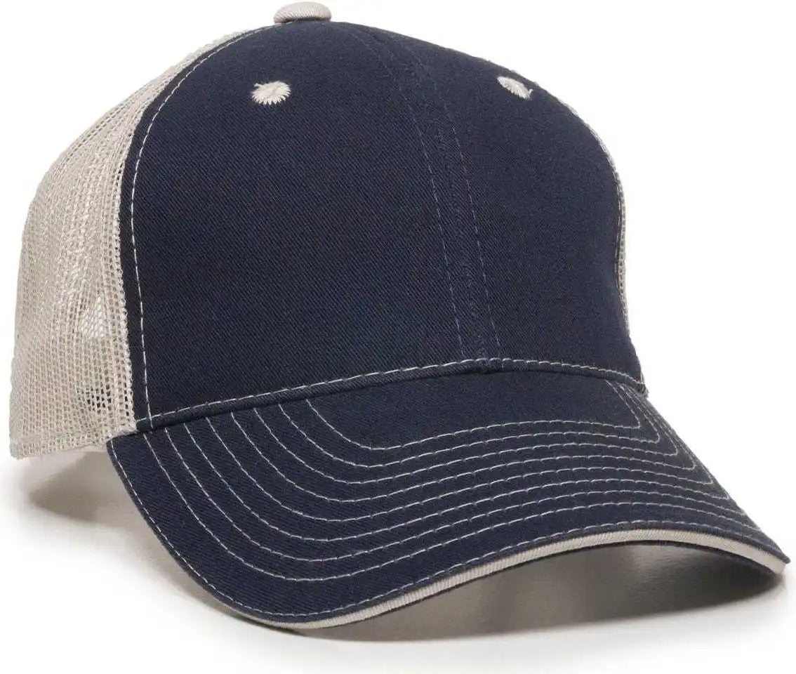 Oc Sports Gwt-101m Adjustable Mesh Back Cap - True Navy Putty - Sand / 6 7/8’’ - 7 1/2’’