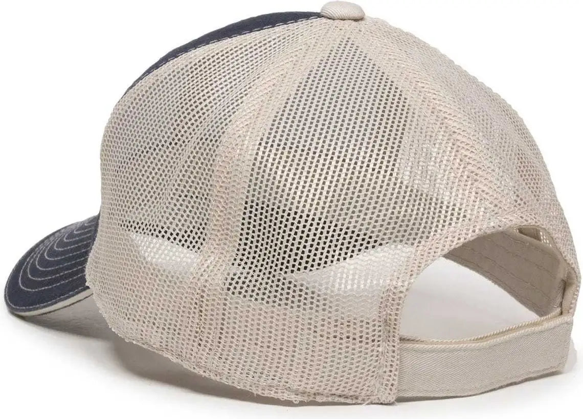 Oc Sports Gwt-101m Adjustable Mesh Back Cap - True Navy Putty - Sand / 6 7/8’’ - 7 1/2’’