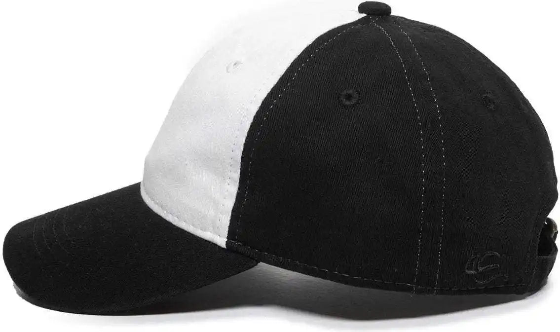 Oc Sports Gwt-111 Adjustable Strap Garment Wash Cotton Cap - White Black - 6 7/8’’ - 7 1/2’’