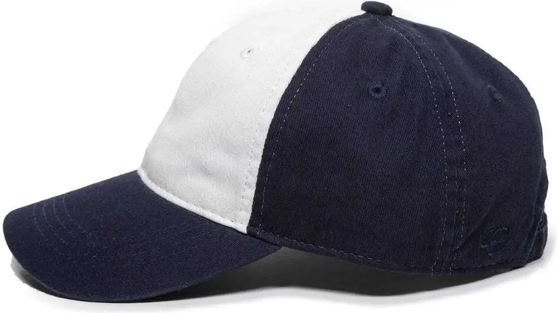 Oc Sports Gwt-111 Adjustable Strap Garment Wash Cotton Cap - White Navy - 6 7/8’’ - 7 1/2’’