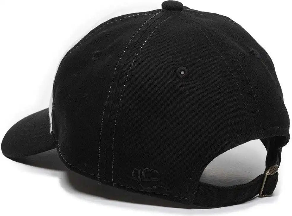 Oc Sports Gwt-111 Adjustable Strap Garment Wash Cotton Cap - White Black - 6 7/8’’ - 7 1/2’’