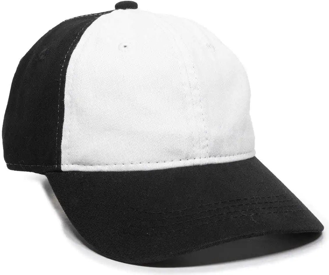 Oc Sports Gwt-111 Adjustable Strap Garment Wash Cotton Cap - White Black - 6 7/8’’ - 7 1/2’’
