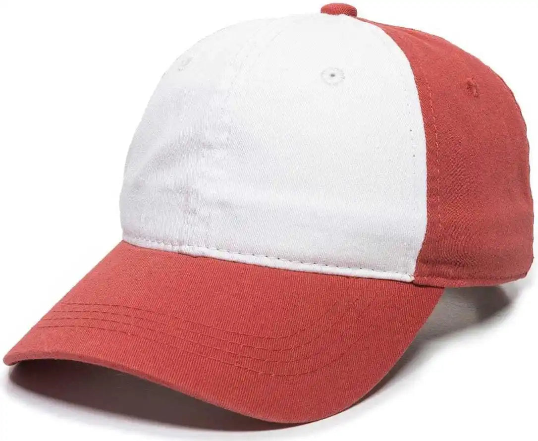 Oc Sports Gwt-111 Adjustable Strap Garment Wash Cotton Cap - White Nantucket Red - 6 7/8’’ - 7 1/2’’