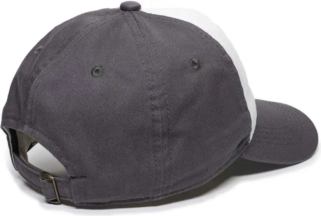 Oc Sports Gwt-111 Adjustable Strap Garment Wash Cotton Cap - White Charcoal - Dark Gray / 6 7/8’’ - 7 1/2’’