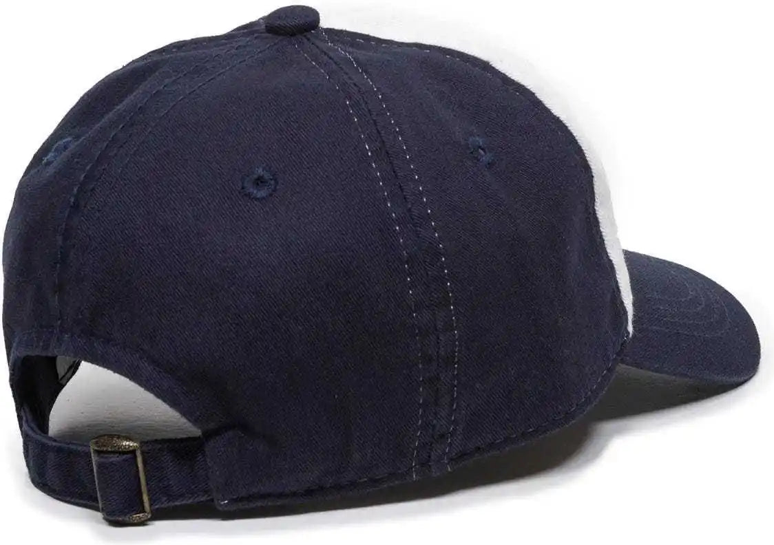 Oc Sports Gwt-111 Adjustable Strap Garment Wash Cotton Cap - White Navy - 6 7/8’’ - 7 1/2’’