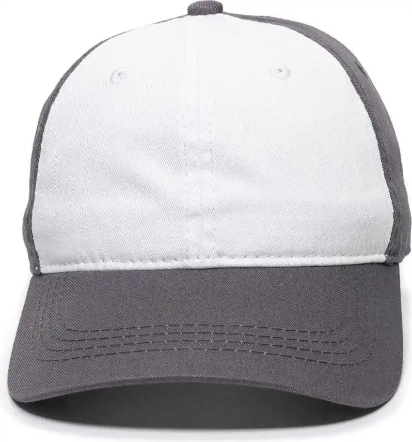 Oc Sports Gwt-111 Adjustable Strap Garment Wash Cotton Cap - White Charcoal - Dark Gray / 6 7/8’’ - 7 1/2’’