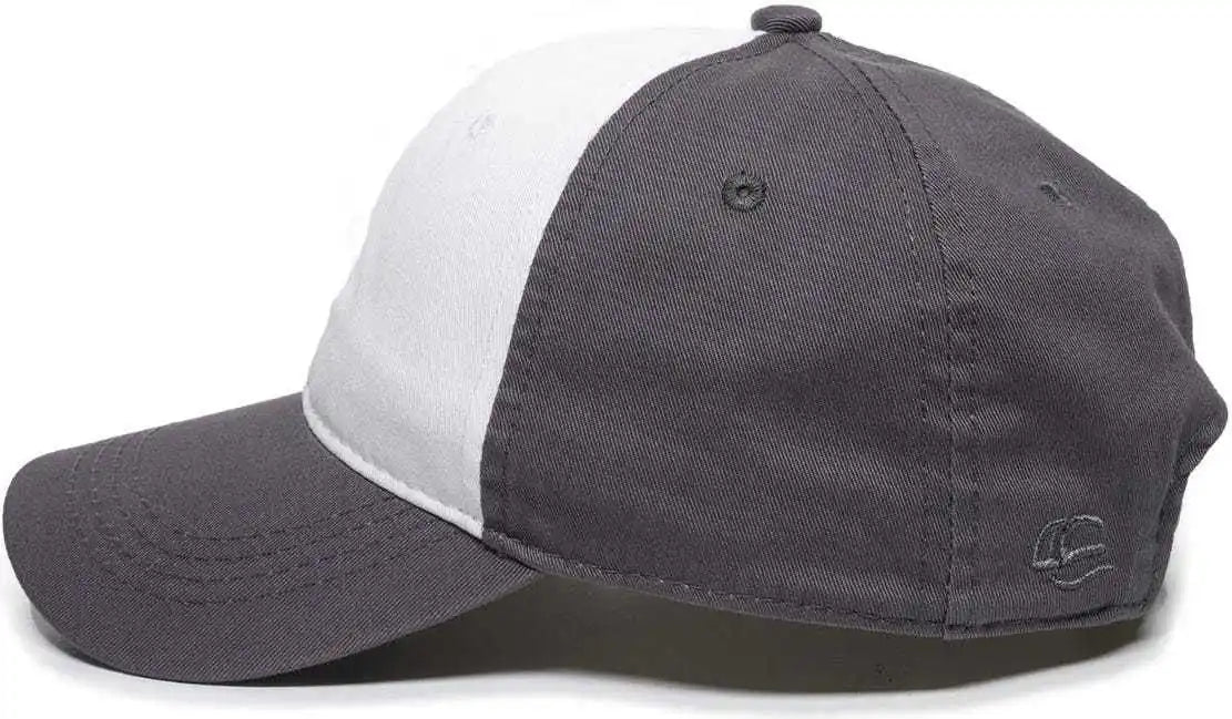 Oc Sports Gwt-111 Adjustable Strap Garment Wash Cotton Cap - White Charcoal - Dark Gray / 6 7/8’’ - 7 1/2’’