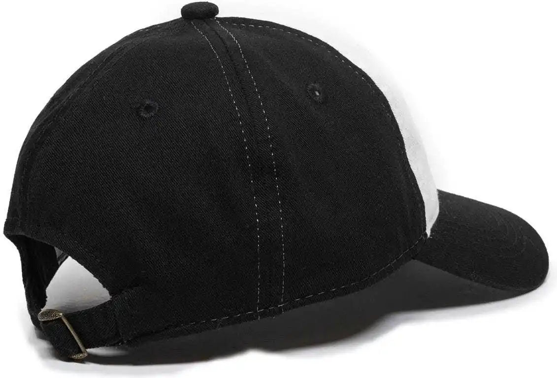 Oc Sports Gwt-111 Adjustable Strap Garment Wash Cotton Cap - White Black - 6 7/8’’ - 7 1/2’’