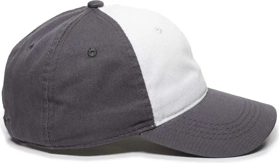 Oc Sports Gwt-111 Adjustable Strap Garment Wash Cotton Cap - White Charcoal - Dark Gray / 6 7/8’’ - 7 1/2’’