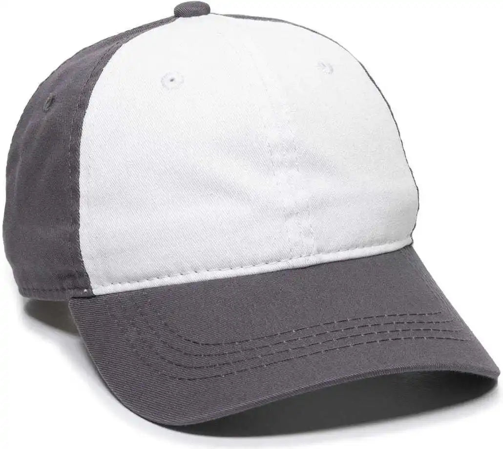 Oc Sports Gwt-111 Adjustable Strap Garment Wash Cotton Cap - White Charcoal - Dark Gray / 6 7/8’’ - 7 1/2’’