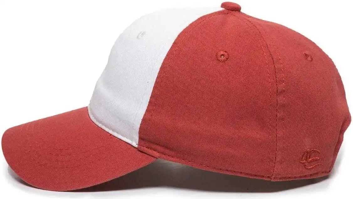 Oc Sports Gwt-111 Adjustable Strap Garment Wash Cotton Cap - White Nantucket Red - 6 7/8’’ - 7 1/2’’
