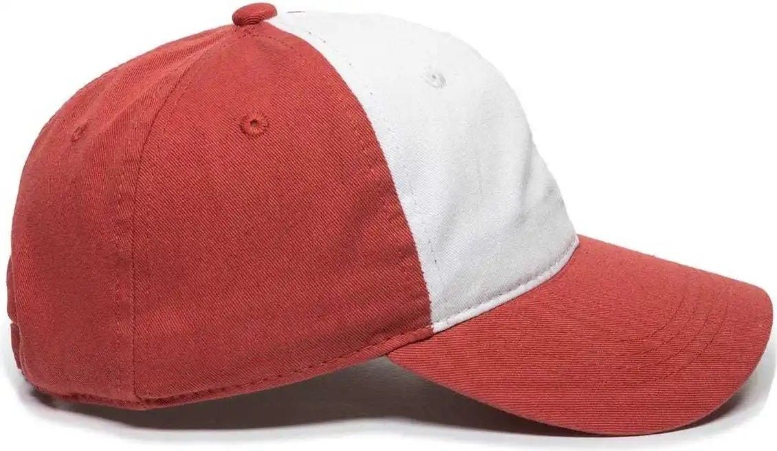 Oc Sports Gwt-111 Adjustable Strap Garment Wash Cotton Cap - White Nantucket Red - 6 7/8’’ - 7 1/2’’