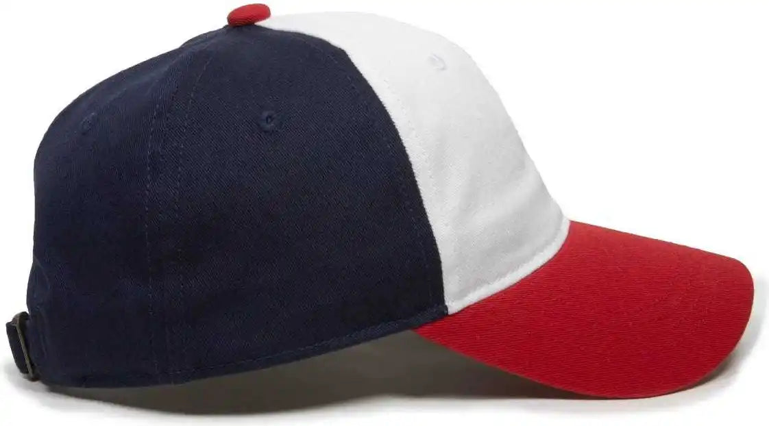 Oc Sports Gwt-111 Adjustable Strap Garment Wash Cotton Cap - White True Navy Red - 6 7/8’’ - 7 1/2’’